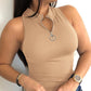 Thick Strap Ribbed Zipper Design Top