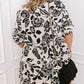 Black Floral Print Tiered Frilled Half Sleeve Plus Size Mini Dress