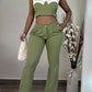 Crop Cami Top & Ruched Pocket Design Pants Set