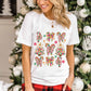 White Christmas Tree Bow Knot Print Round Neck T Shirt