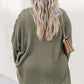 Seagrass Waffle Knit Drop Shoulder Open Front Pocketed Plus Size Cardigan