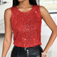 Allover Sequin Round Neck Tank Top