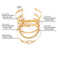 Gold Heart Plated Multi Layer Open Cuff Bracelet Set