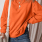 Russet Orange Solid Fleece Lined Drop Shoulder Terry Sweatshirt