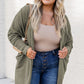 Seagrass Waffle Knit Drop Shoulder Open Front Pocketed Plus Size Cardigan