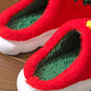 Fiery Red Christmas Tree Graphic Thick Sole Plush Slippers