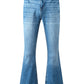 Sky Blue Slight Distressed Medium Wash Flare Jeans