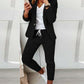 2 Piece Lapel Neck Blazer Coat & Drawstring Pants Set