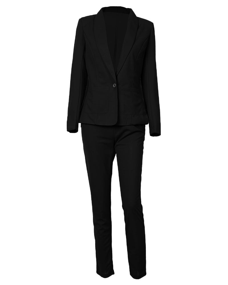 2 Piece Lapel Neck Blazer Coat & Drawstring Pants Set