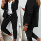 2 Piece Lapel Neck Blazer Coat & Drawstring Pants Set