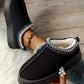 Black Contrast Print Suede Plush Lined Snow Boots