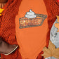 Orange Pumpkin Pie Graphic Cuffed Sleeve Crew Neck Tee