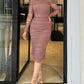 Off Shoulder Sheer Mesh Bodycon Dress Long Sleeve Ruched Midi Party Dress