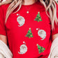 Red Santa Clause Christmas Tree Print Tee