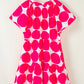 Rose Polka Dot Flutter Sleeve Notched Neck Tiered Flowy Dress