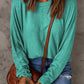 Green Solid Color Patchwork Long Sleeve Top