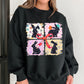 Black Floral Bunny Plaid Bow Graphic Easter Fashion Sweatshirt