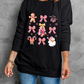 Black Christmas Fashion Print Dropped Shoulder Sweatshirt