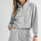 Light Grey Stand Neck Zipped Sweatshirt and Shorts Set