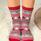 Fiery Red Christmas Geometric Snowflake Print Crew Socks