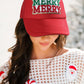 Fiery Red MERRY Patched Detail Christmas Fashion Cap