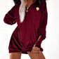 Velvet Fuzzy Trim Hooded Ruched Long Sleeve Zip Up Mini Dress