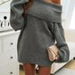 Off Shoulder Long Sleeve Oversized Knit Sweater