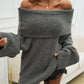 Off Shoulder Long Sleeve Oversized Knit Sweater