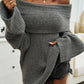 Off Shoulder Long Sleeve Oversized Knit Sweater