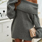 Off Shoulder Long Sleeve Oversized Knit Sweater