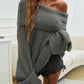 Off Shoulder Long Sleeve Oversized Knit Sweater