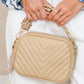 Oatmeal Chevron Stitch PU Leather Chain Strap Shoulder Bag