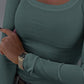 Long Sleeve U Neck Skinny Ribbed Top