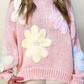 Pink Petals & Threads Embroidered Floral Sweater