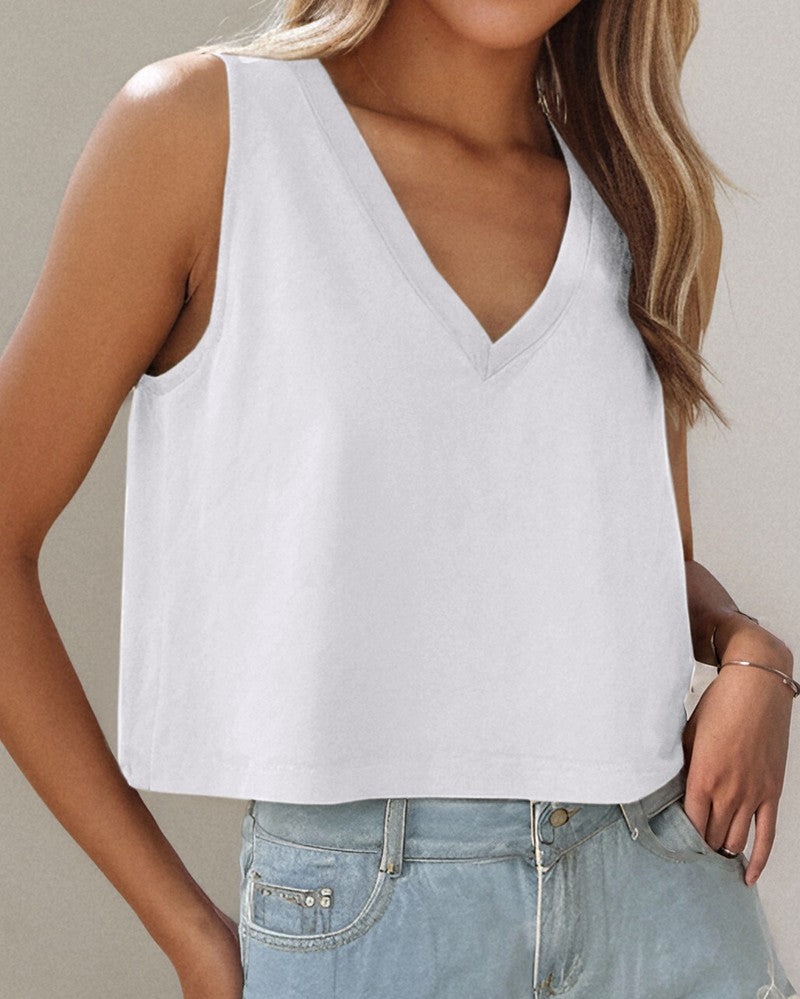 V Neck Casual Sleeveless Top