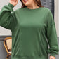 Blackish Green Loose Patchwork Crewneck Plus Size Sweatshirt