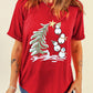 Red Christmas Tree Snowman Printed Crewneck T Shirt