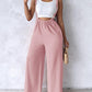 Drawstring Wide Leg Suspender Jumpsuit