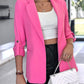 Notched Collar Roll Up Sleeve Blazer Coat