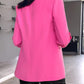 Notched Collar Roll Up Sleeve Blazer Coat