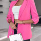 Notched Collar Roll Up Sleeve Blazer Coat