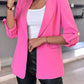 Notched Collar Roll Up Sleeve Blazer Coat