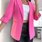 Notched Collar Roll Up Sleeve Blazer Coat