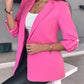 Notched Collar Roll Up Sleeve Blazer Coat