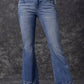 Sky Blue Slight Distressed Medium Wash Flare Jeans