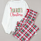 Multicolor Merry Christmas Plaid Print Two Piece Lounge Set