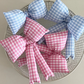 Pink Gingham Puffer Bow Knot Bag Pendant Keychain