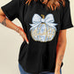 Black Polka Dot Bow Knot Thankful Pumpkin Graphic T Shirt