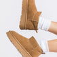 Chestnut Faux Fur Lined Suede Ankle Snow Boots