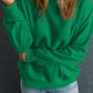 Dark Green Solid Classic Crewneck Pullover Sweatshirt